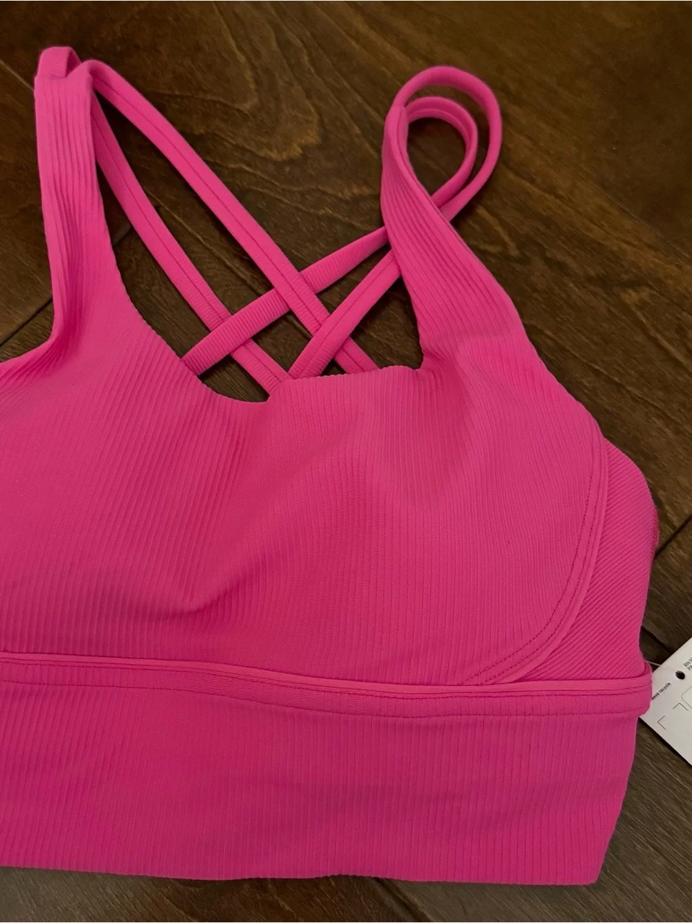 NWT Lululemon Energy Longline Bra Ribbed Sonic Pink size 4
